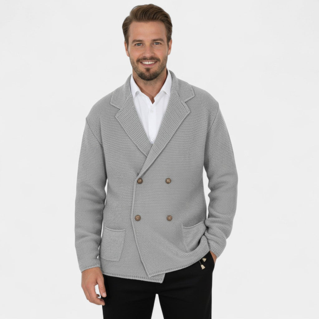 CARDIGAN HOMME MAILLE CROISÉE COL À REVERS