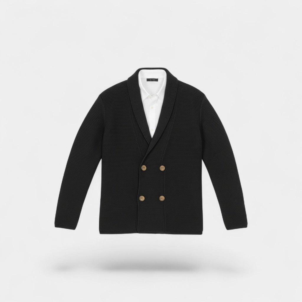 CARDIGAN HOMME MAILLE CROISÉE COL À REVERS