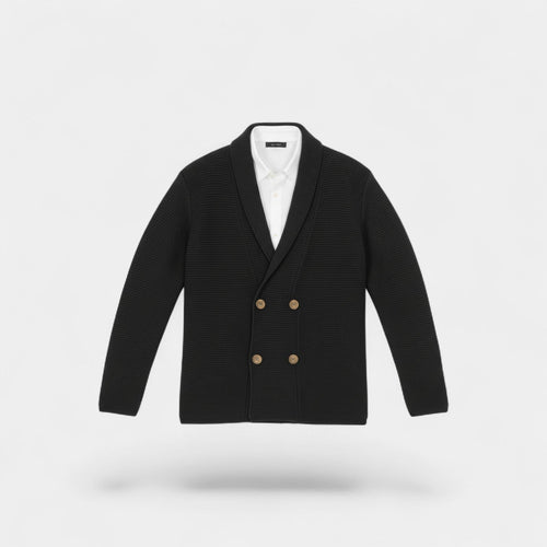 CARDIGAN HOMME MAILLE CROISÉE COL À REVERS