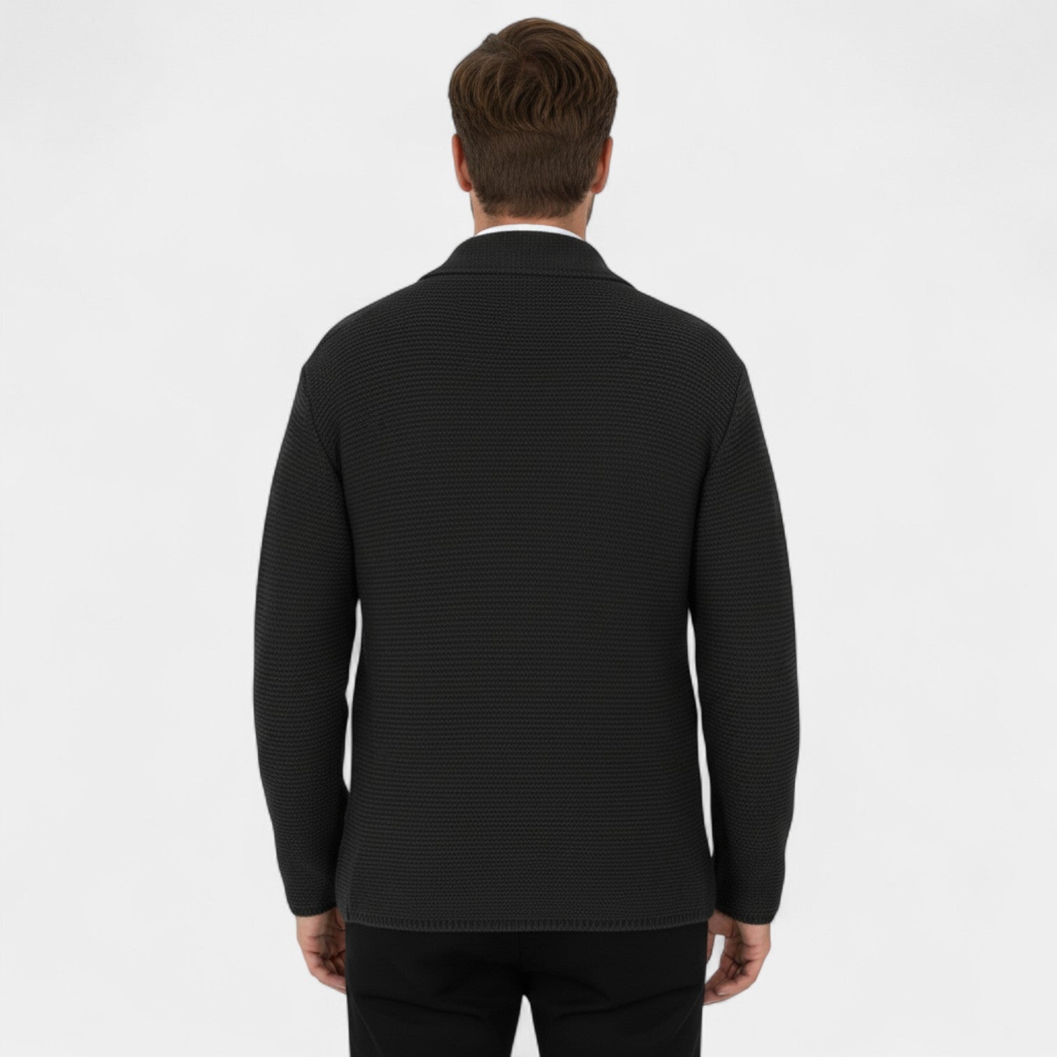 CARDIGAN HOMME MAILLE CROISÉE COL À REVERS