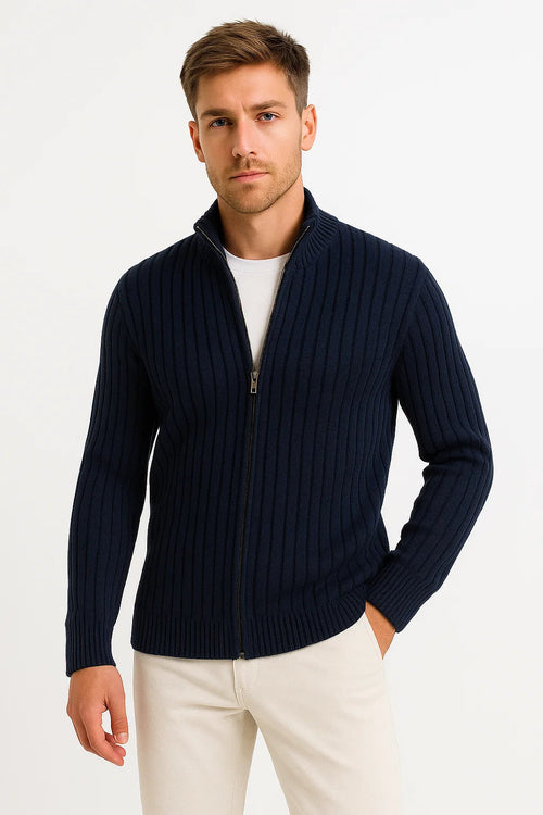 CARDIGAN CLASSIQUE EN TRICOT CÔTELÉ POUR HOMME
