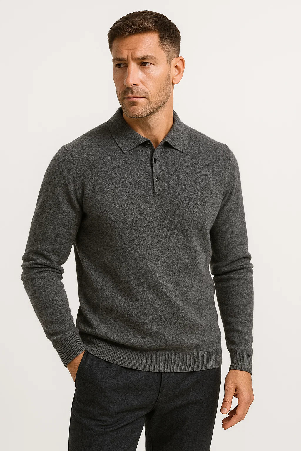 PULL COL POLO EN MAILLE POUR HOMME