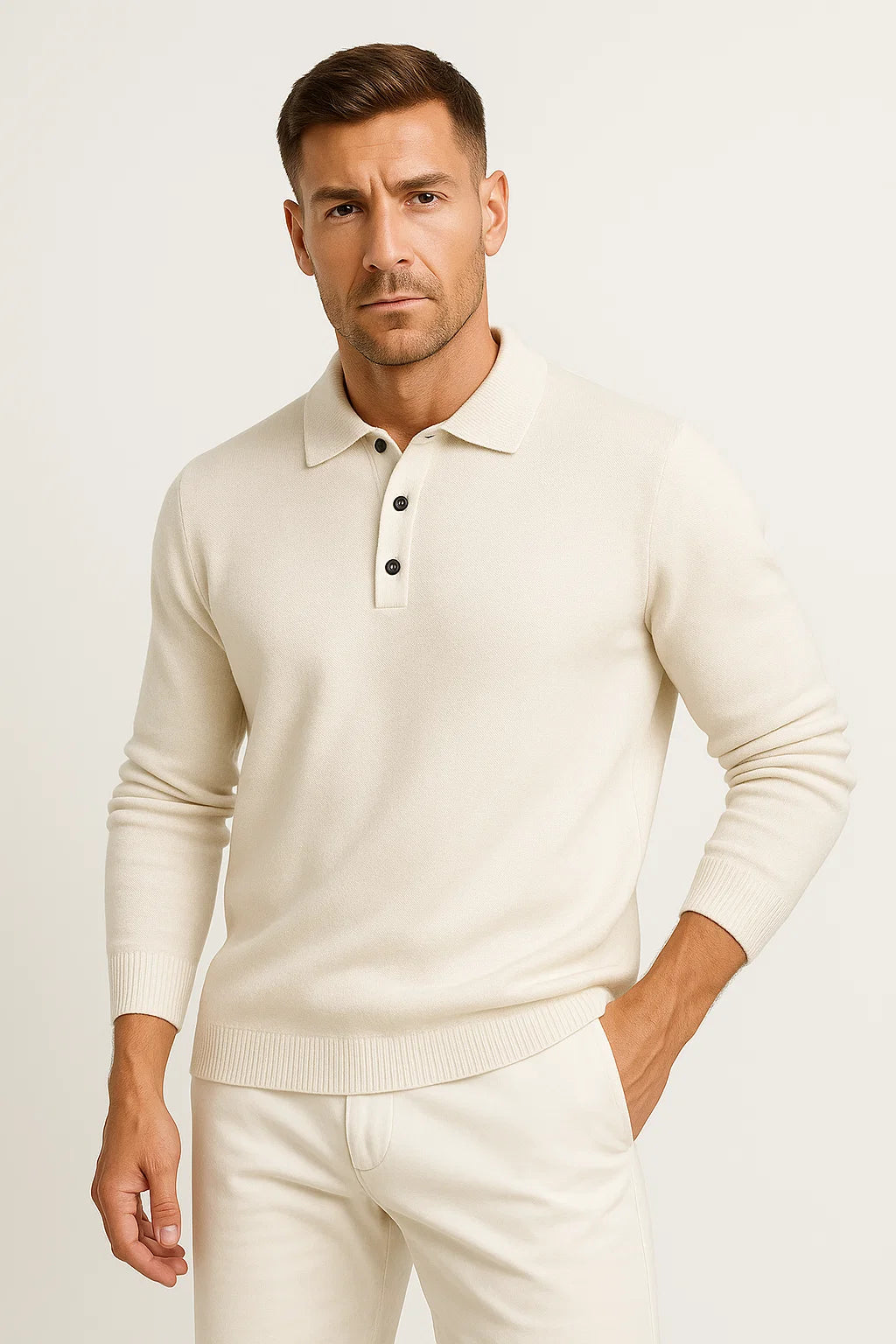 PULL COL POLO EN MAILLE POUR HOMME