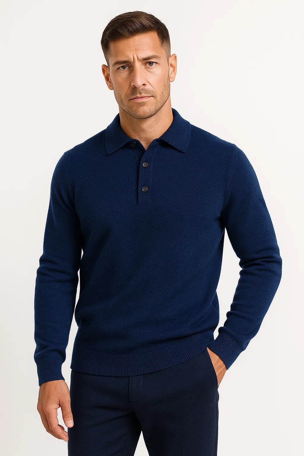 PULL COL POLO EN MAILLE POUR HOMME