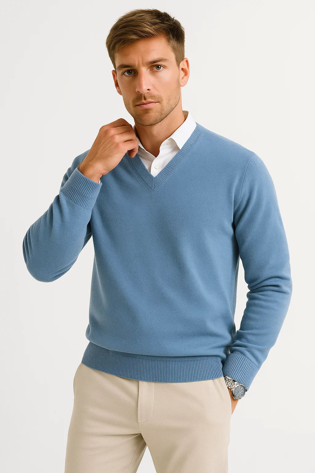 PULL EN TRICOT COL EN V POUR HOMME