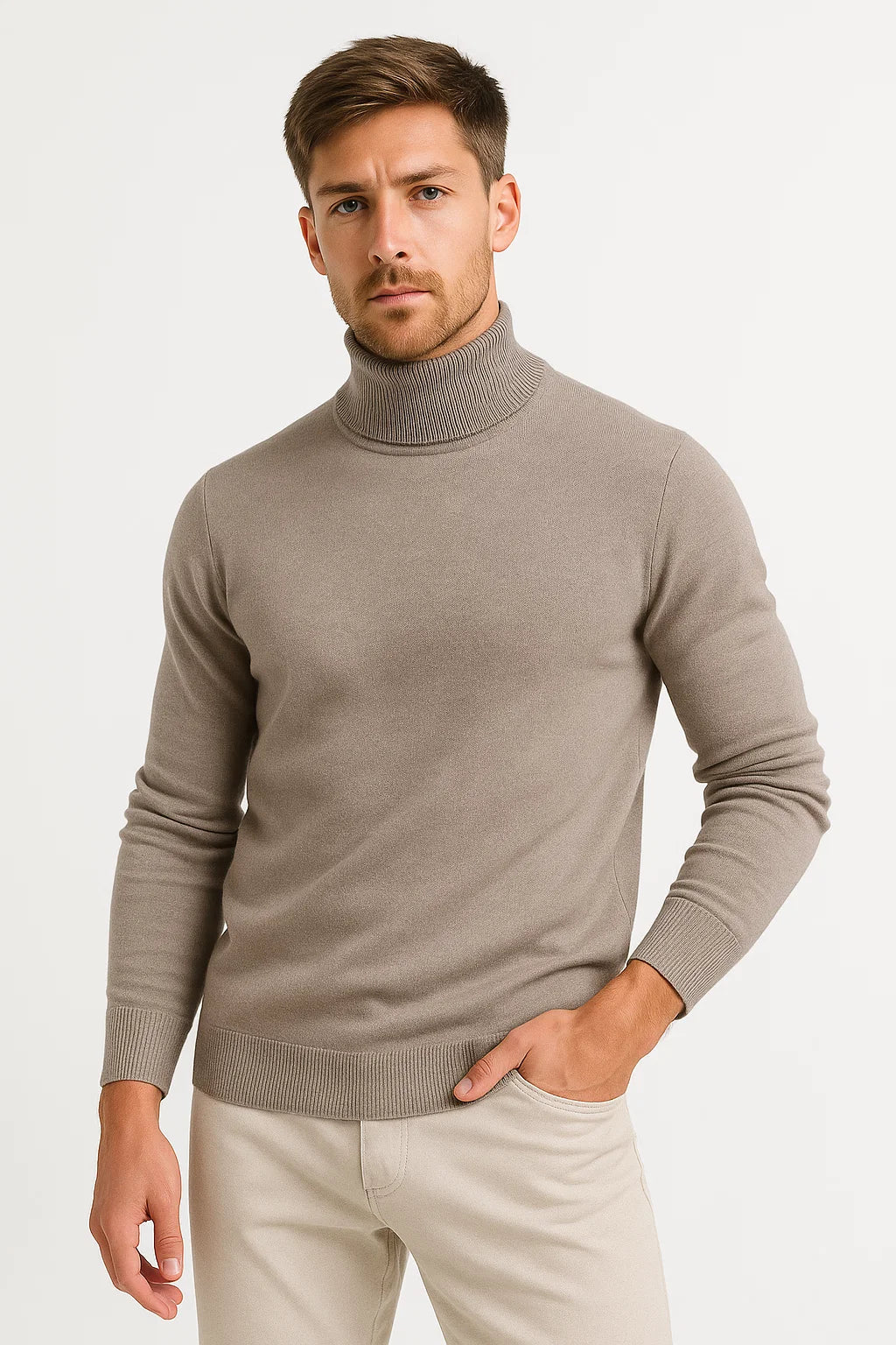 PULL COL ROULÉ EN MAILLE POUR HOMME