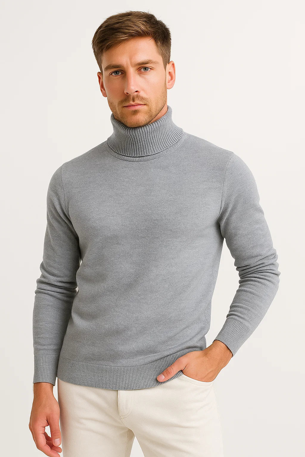 PULL COL ROULÉ EN MAILLE POUR HOMME