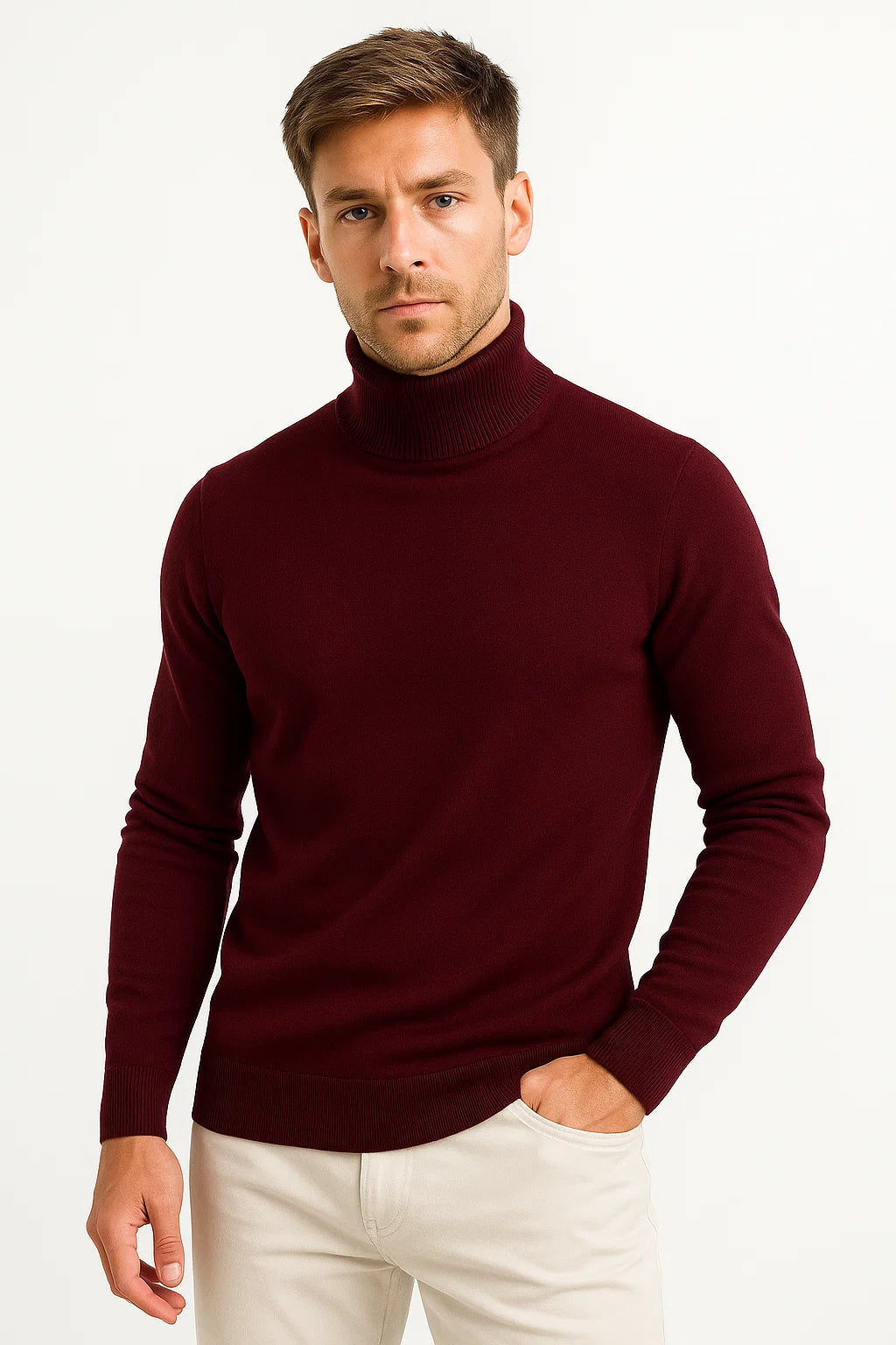 PULL COL ROULÉ EN MAILLE POUR HOMME