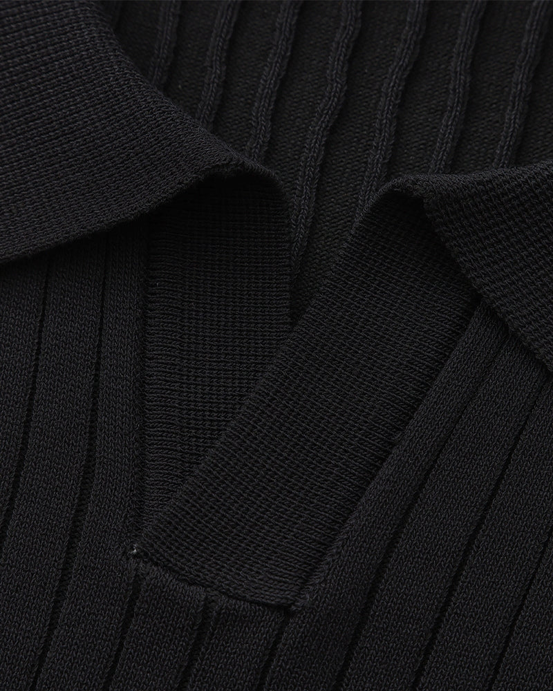 Polo Tricoté À Texture Côtelée Pour Hommes