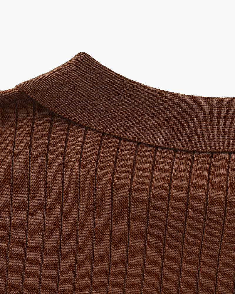 Polo Tricoté À Texture Côtelée Pour Hommes