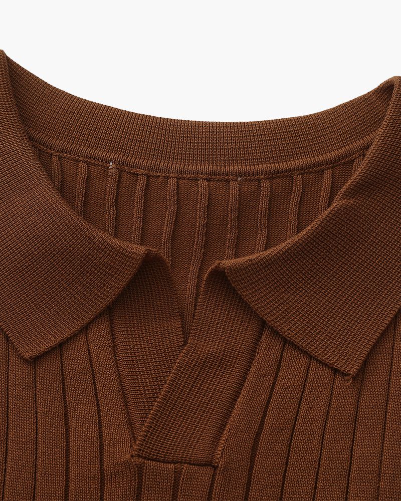 Polo Tricoté À Texture Côtelée Pour Hommes