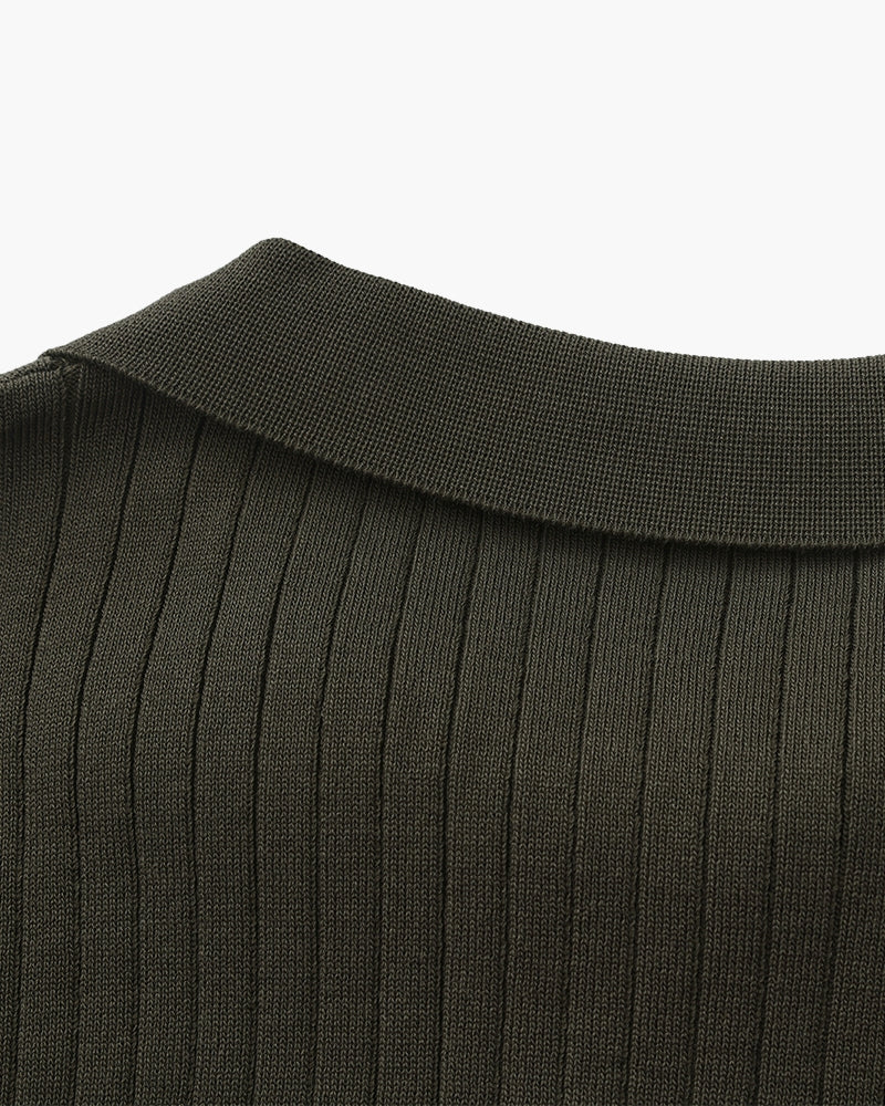 Polo Tricoté À Texture Côtelée Pour Hommes