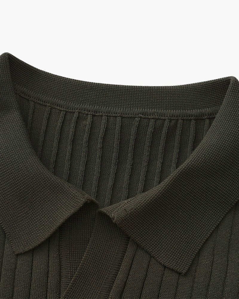 Polo Tricoté À Texture Côtelée Pour Hommes
