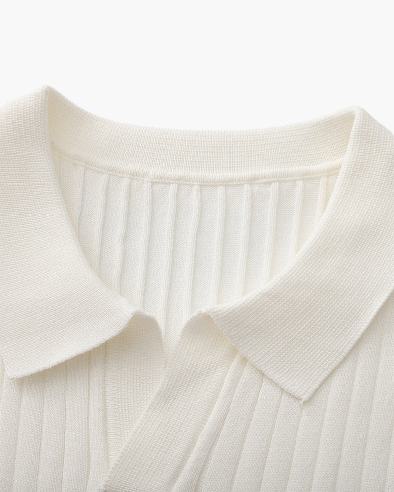 Polo Tricoté À Texture Côtelée Pour Hommes