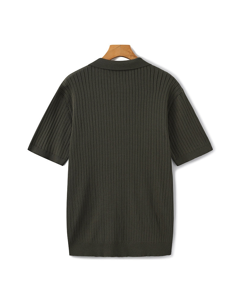 Polo Tricoté À Texture Côtelée Pour Hommes