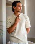 Polo Tricoté À Texture Côtelée Pour Hommes