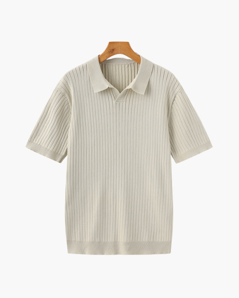 Polo Tricoté À Texture Côtelée Pour Hommes