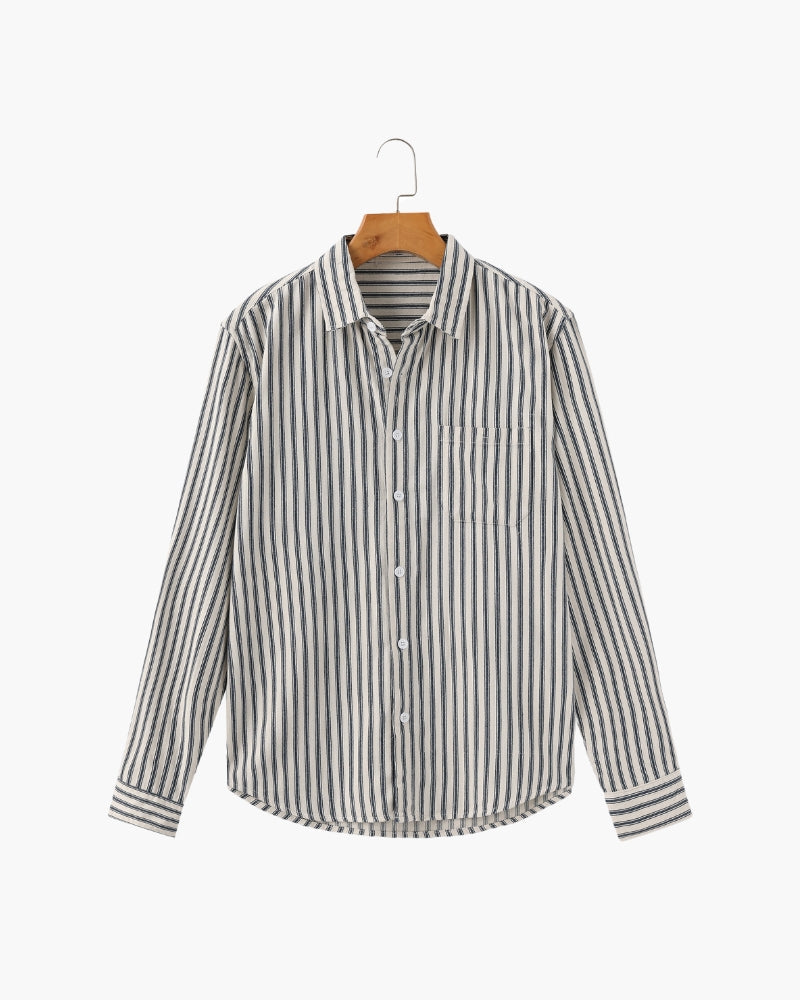 Chemise Rayée Avec Manches Longues Pour Hommes