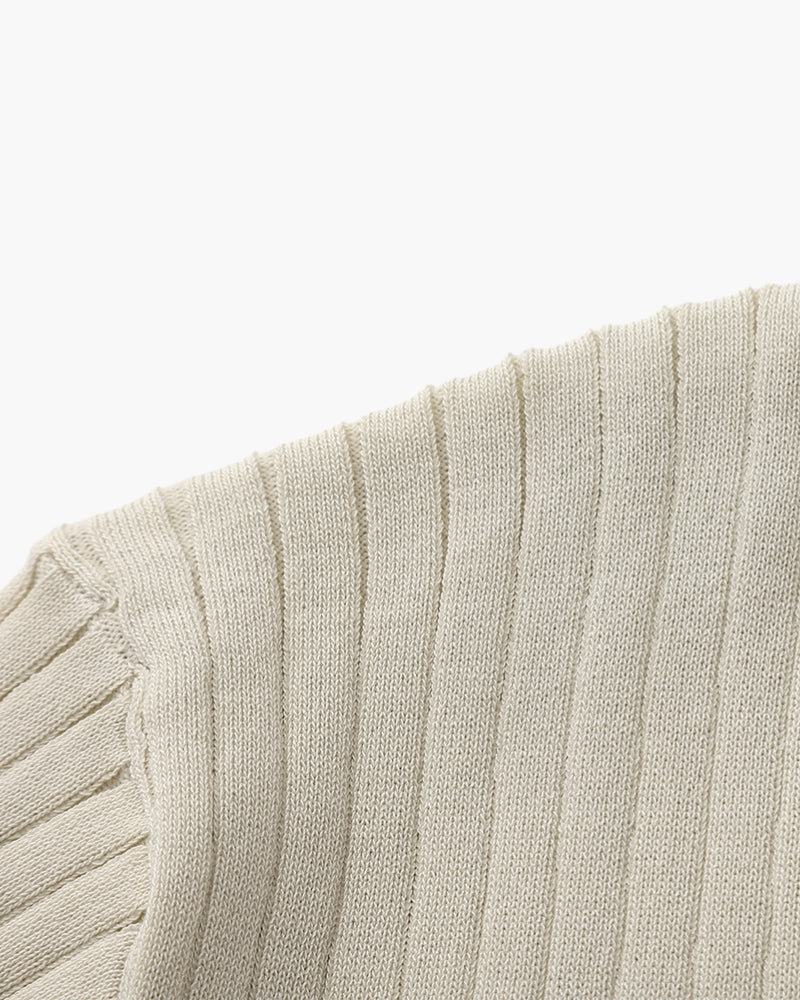 Polo Tricoté À Texture Côtelée Pour Hommes