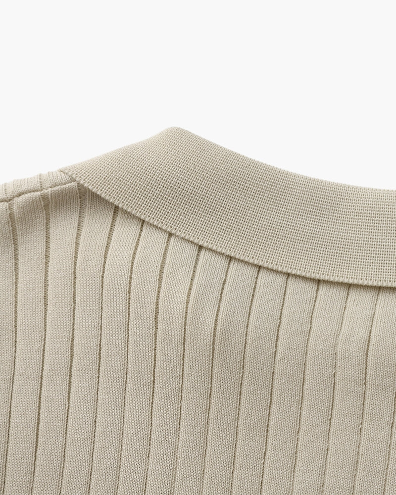 Polo Tricoté À Texture Côtelée Pour Hommes
