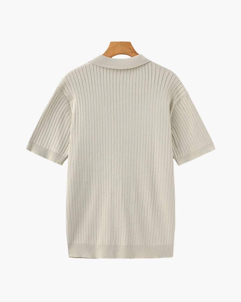 Polo Tricoté À Texture Côtelée Pour Hommes