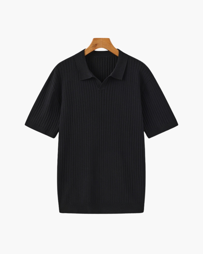 Polo Tricoté À Texture Côtelée Pour Hommes