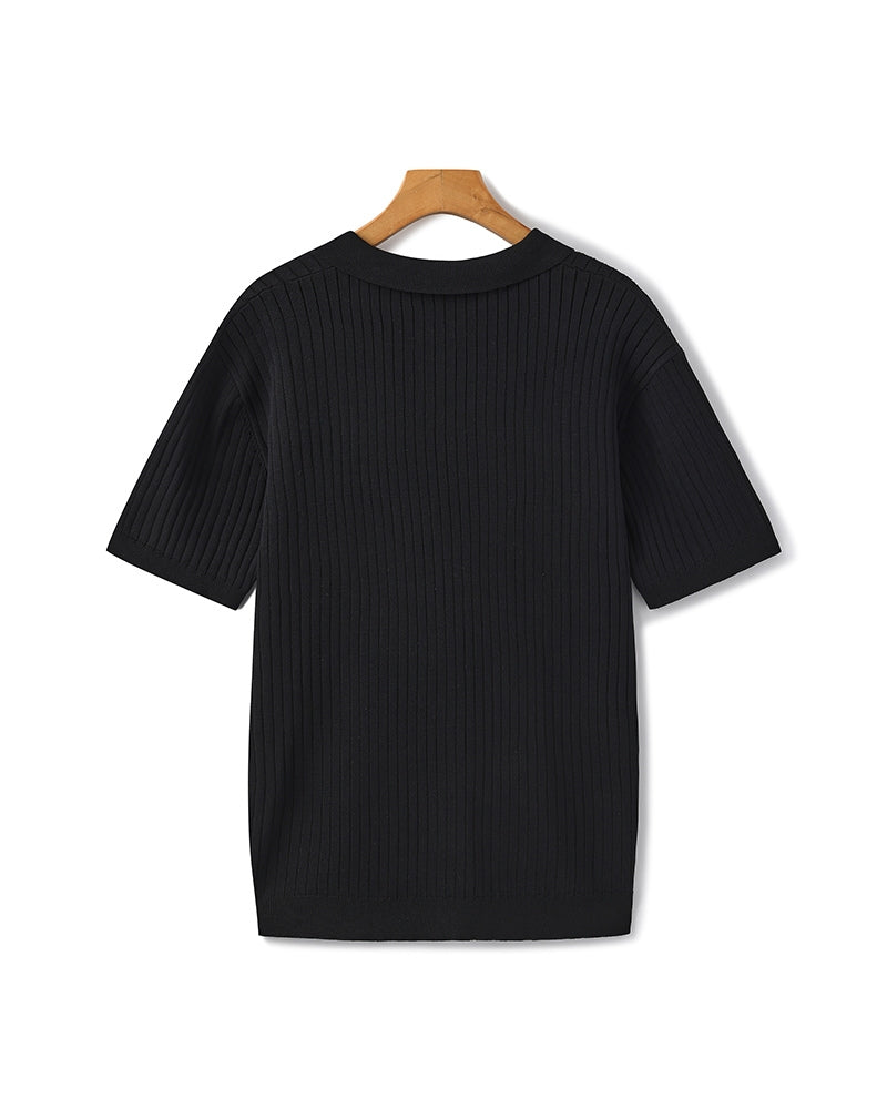 Polo Tricoté À Texture Côtelée Pour Hommes