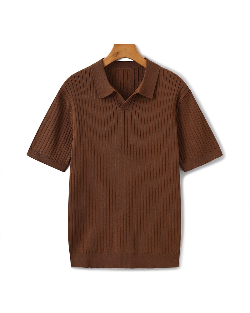 Polo Tricoté À Texture Côtelée Pour Hommes