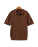 Polo Tricoté À Texture Côtelée Pour Hommes