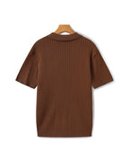 Polo Tricoté À Texture Côtelée Pour Hommes
