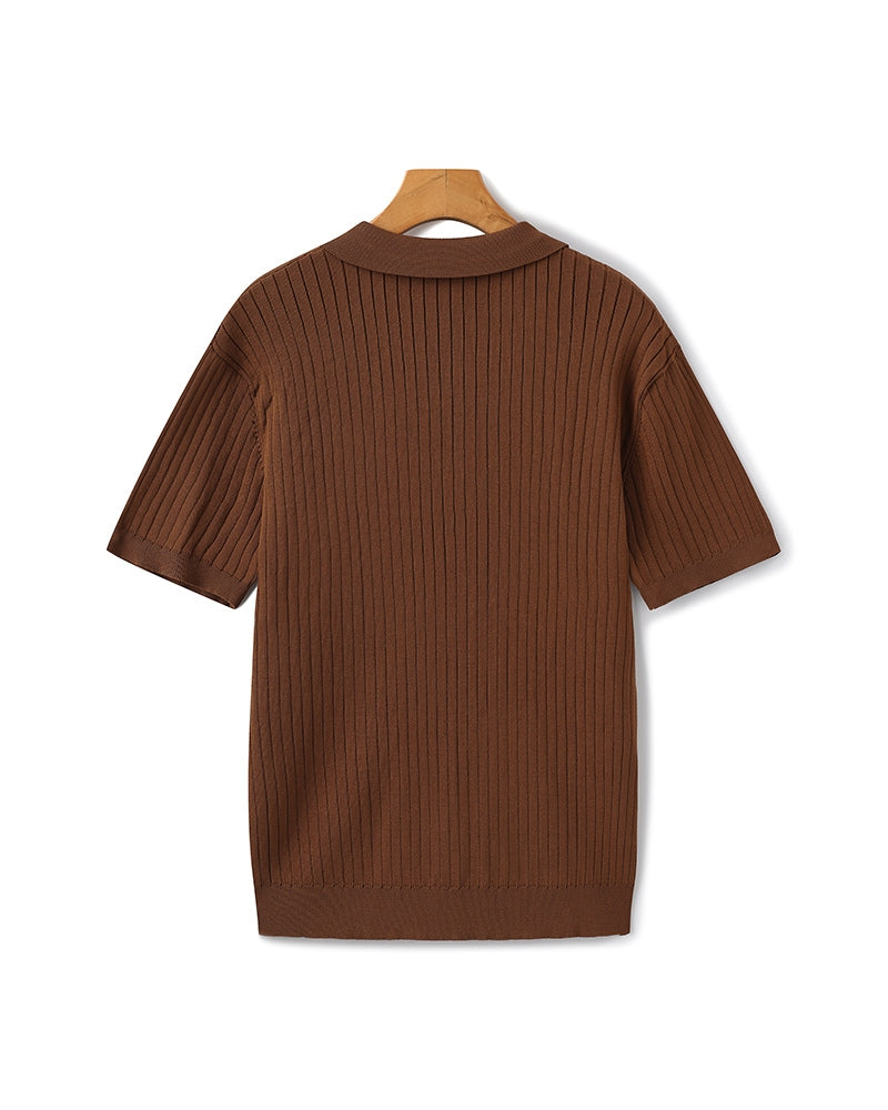 Polo Tricoté À Texture Côtelée Pour Hommes