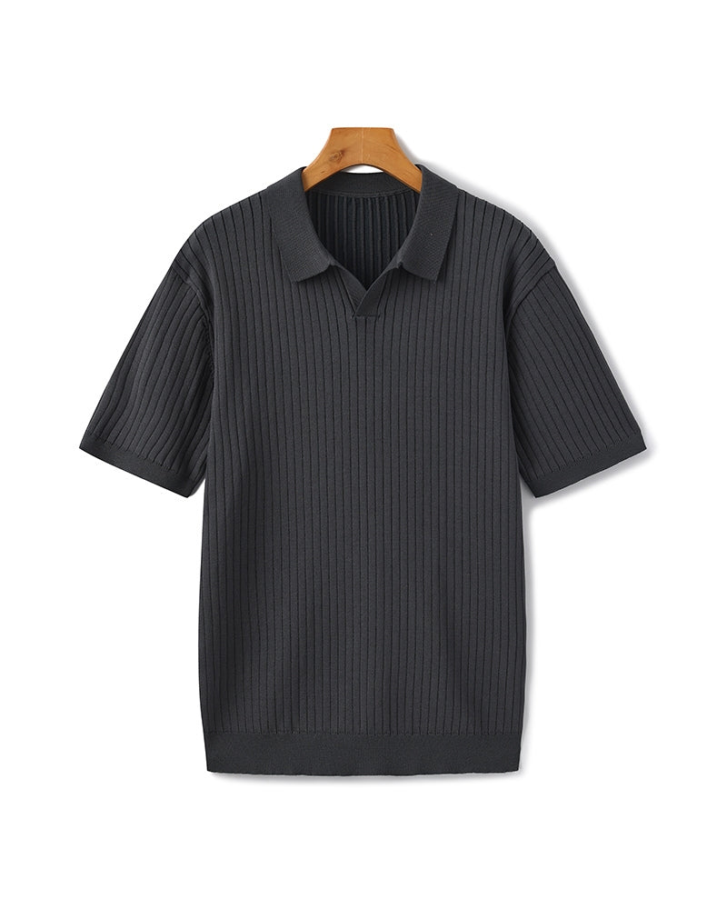 Polo Tricoté À Texture Côtelée Pour Hommes