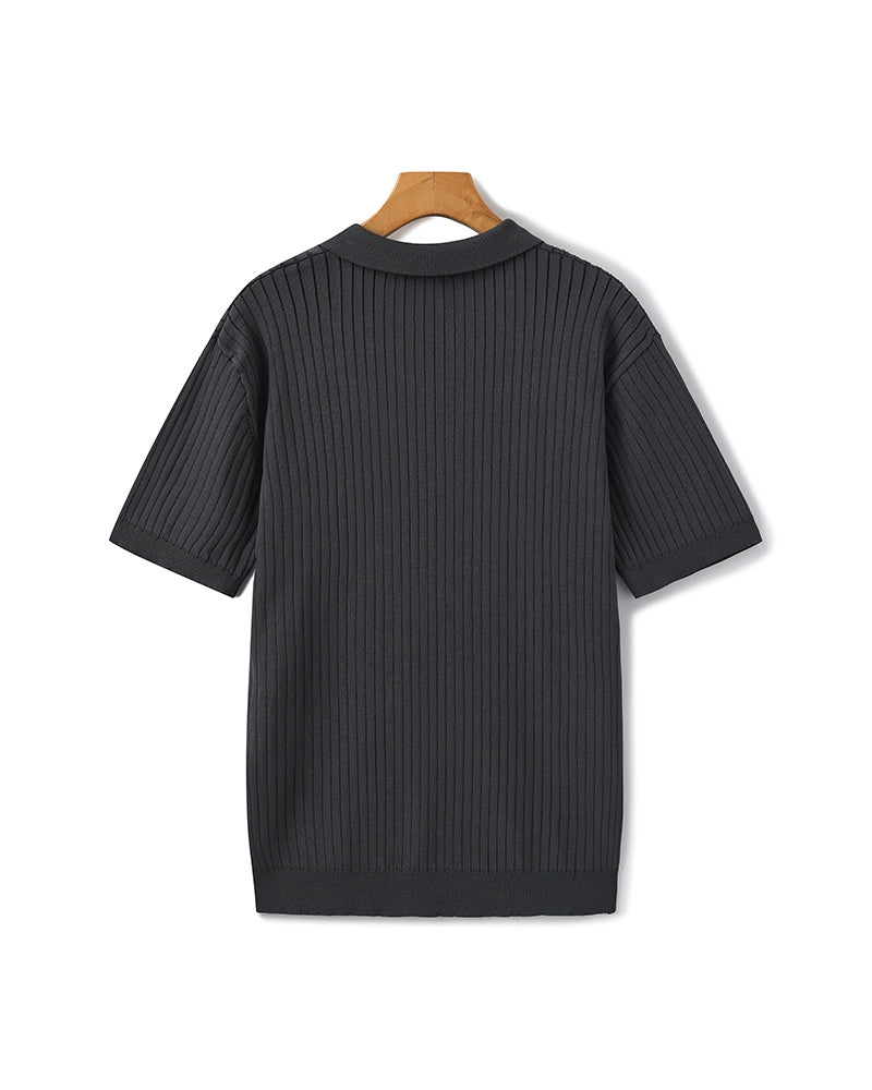 Polo Tricoté À Texture Côtelée Pour Hommes
