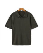 Polo Tricoté À Texture Côtelée Pour Hommes