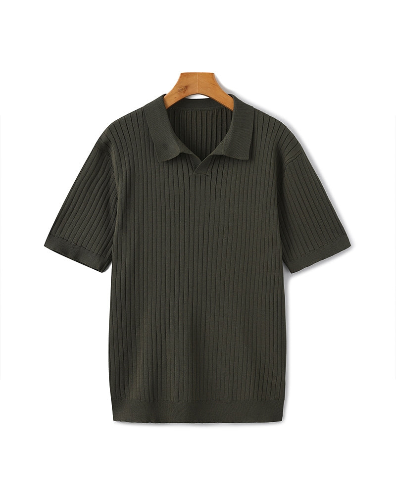 Polo Tricoté À Texture Côtelée Pour Hommes