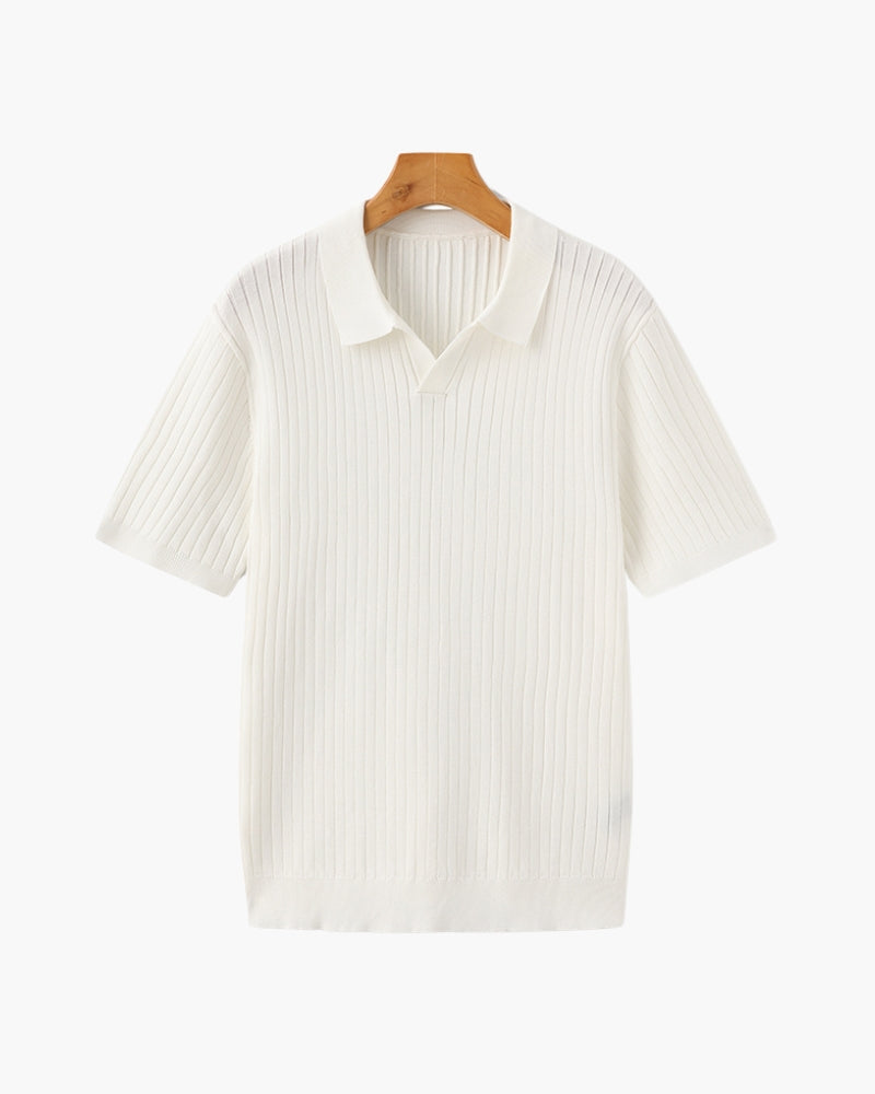 Polo Tricoté À Texture Côtelée Pour Hommes