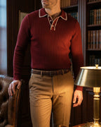 Polo Tricoté Côtelé Avec Col Classique Pour Hommes