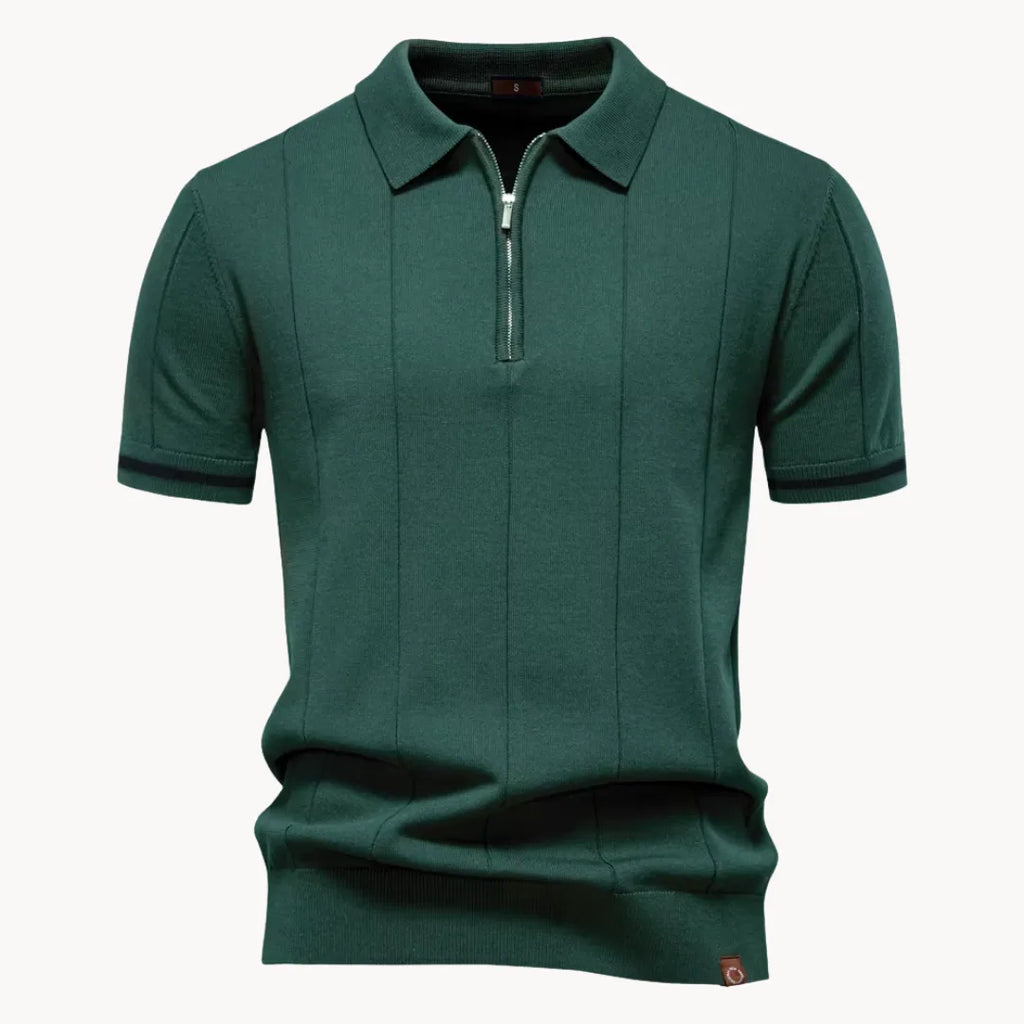 Polo À Col Zippé Avec Texture Verticale Pour Hommes