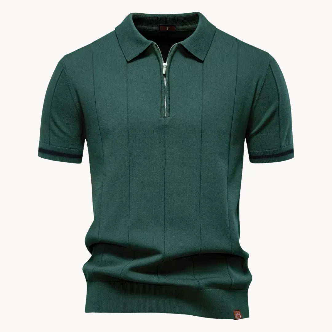 Polo À Col Zippé Avec Texture Verticale Pour Hommes