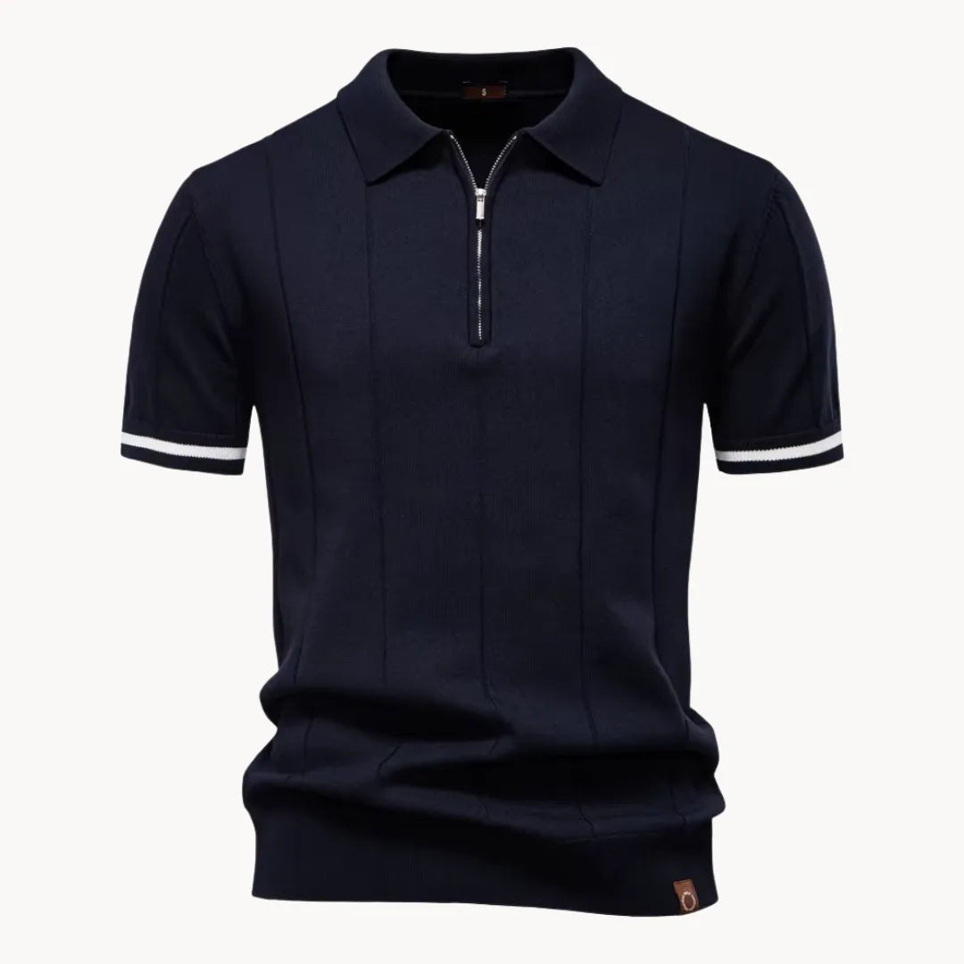 Polo À Col Zippé Avec Texture Verticale Pour Hommes