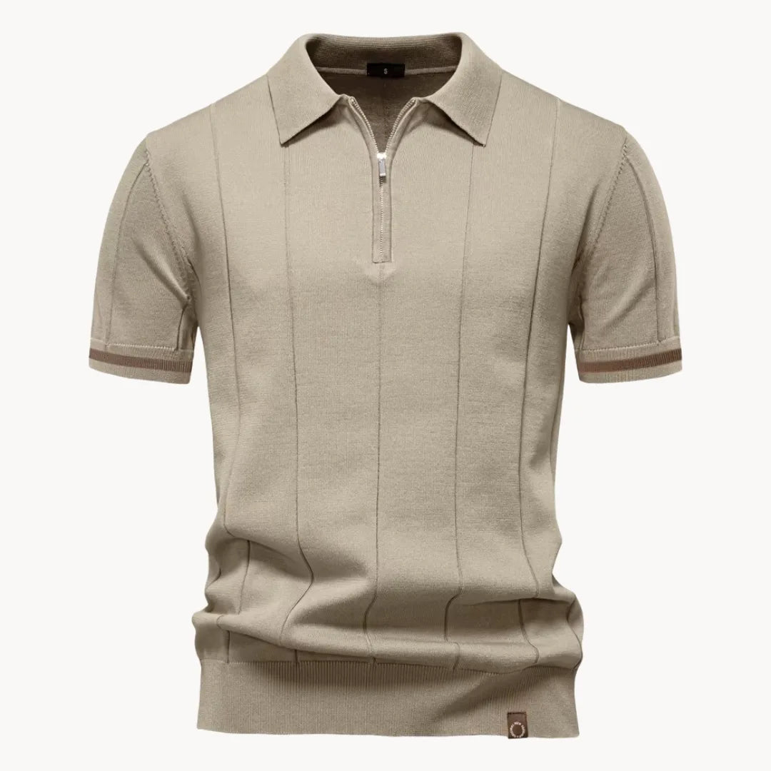 Polo À Col Zippé Avec Texture Verticale Pour Hommes