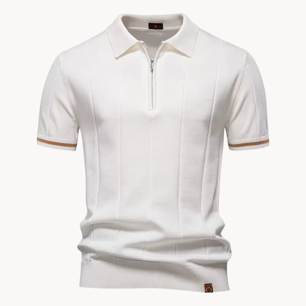 Polo À Col Zippé Avec Texture Verticale Pour Hommes