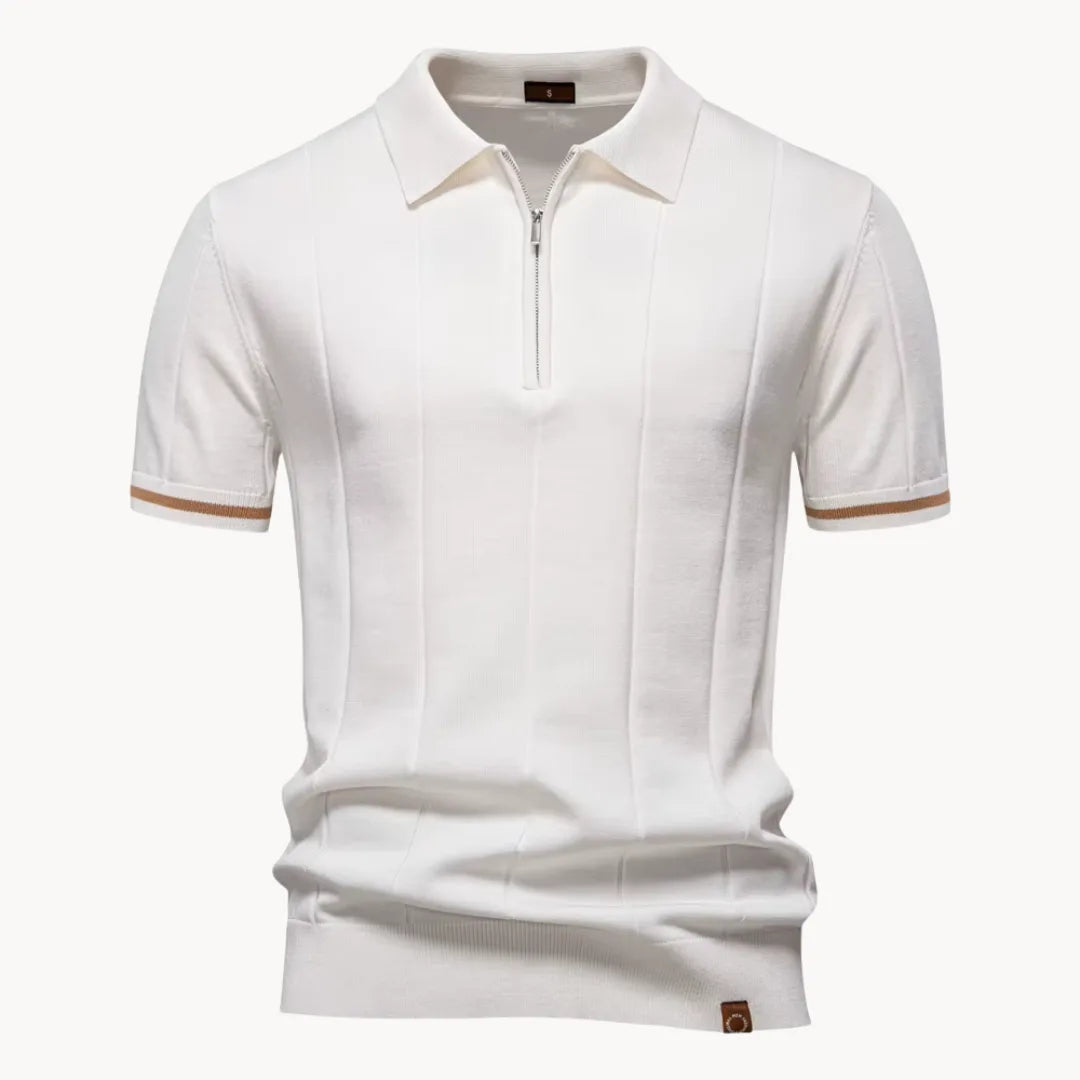 Polo À Col Zippé Avec Texture Verticale Pour Hommes