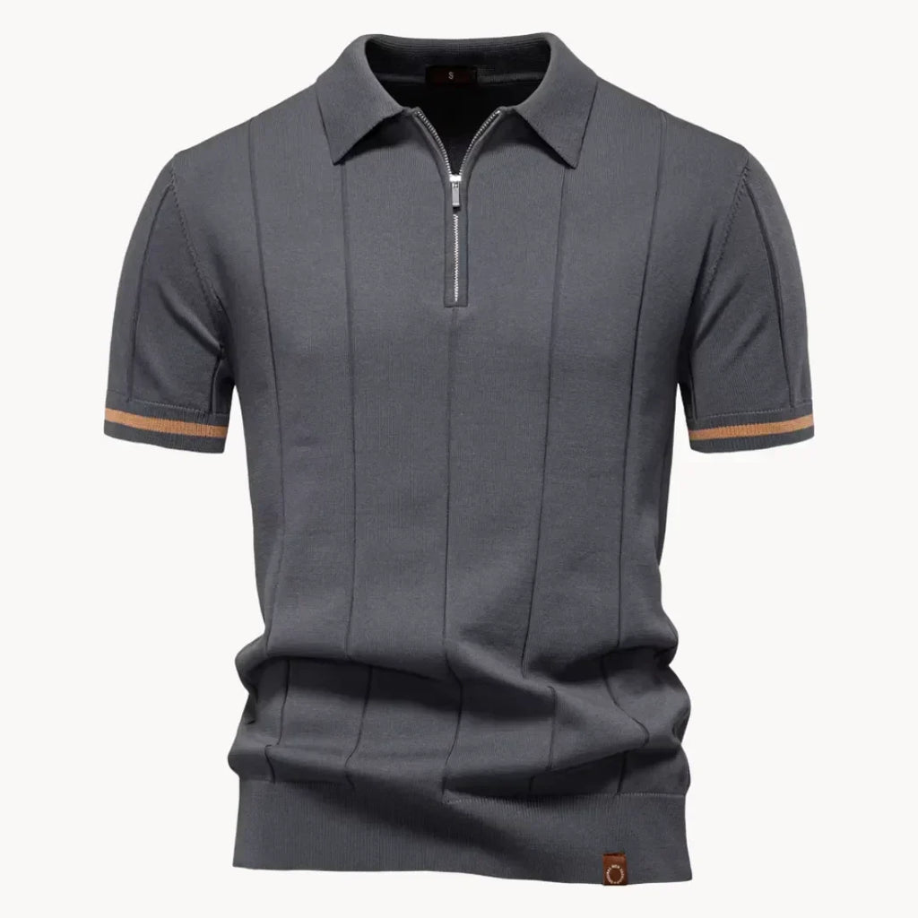 Polo À Col Zippé Avec Texture Verticale Pour Hommes