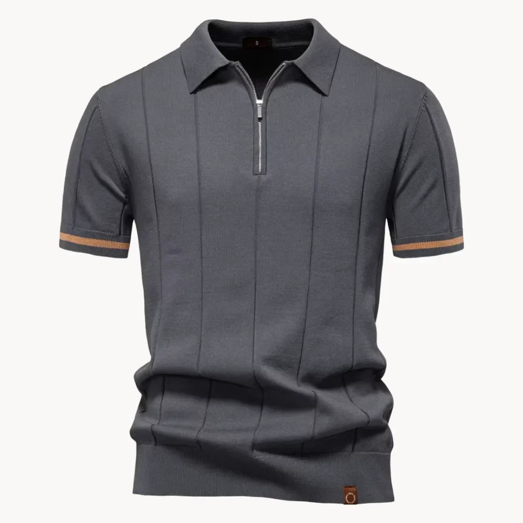Polo À Col Zippé Avec Texture Verticale Pour Hommes