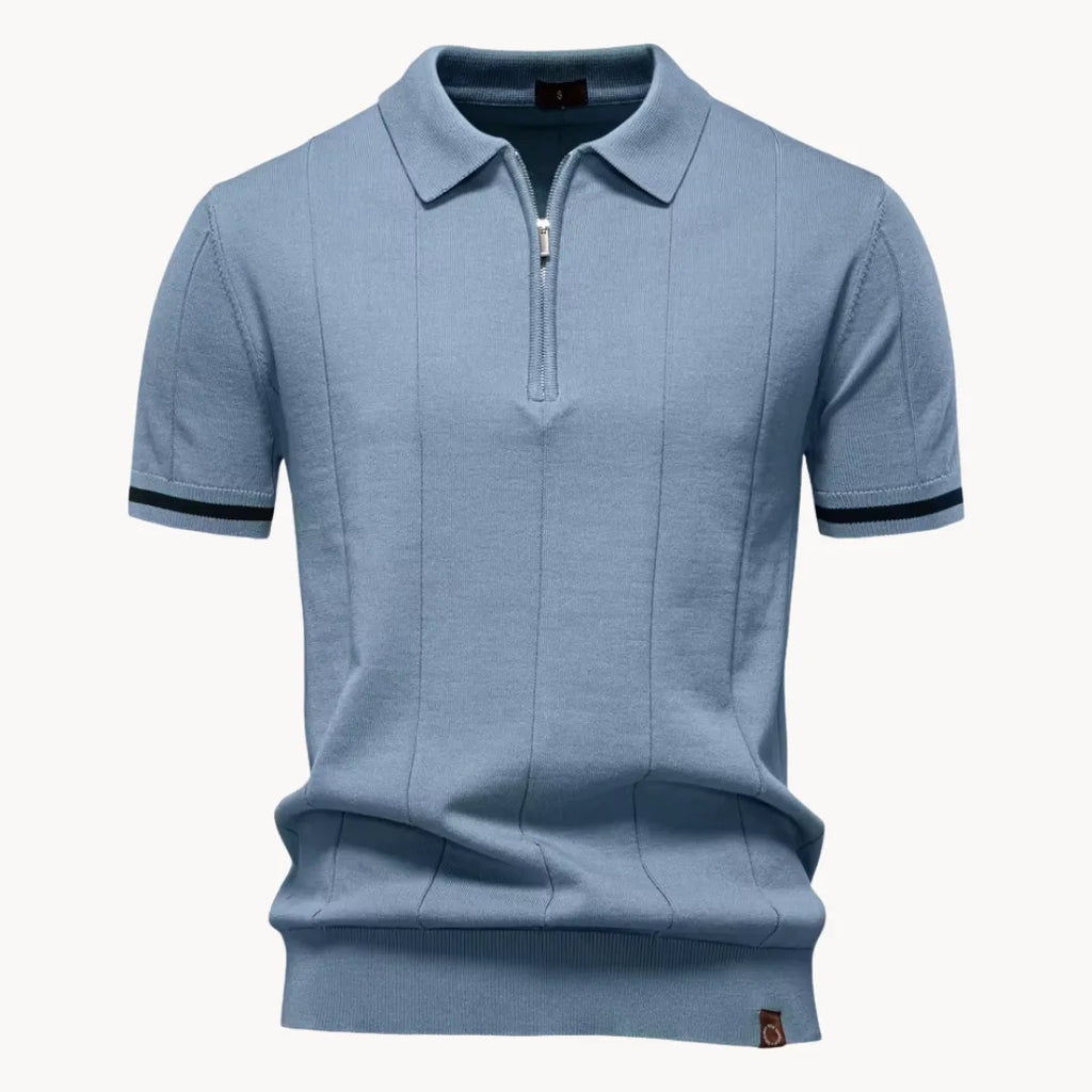 Polo À Col Zippé Avec Texture Verticale Pour Hommes