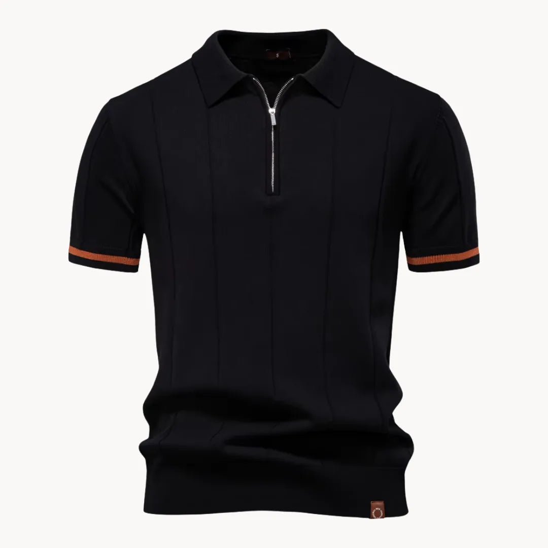 Polo À Col Zippé Avec Texture Verticale Pour Hommes