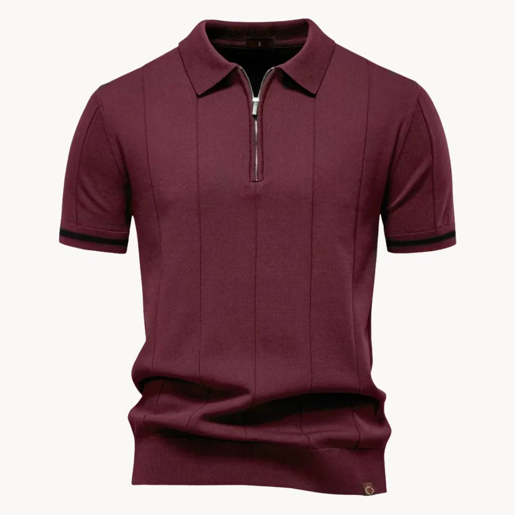 Polo À Col Zippé Avec Texture Verticale Pour Hommes