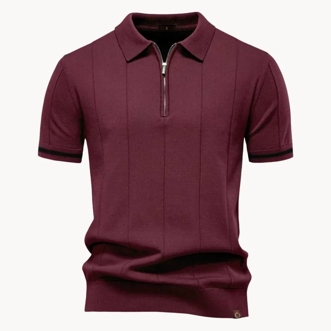 Polo À Col Zippé Avec Texture Verticale Pour Hommes