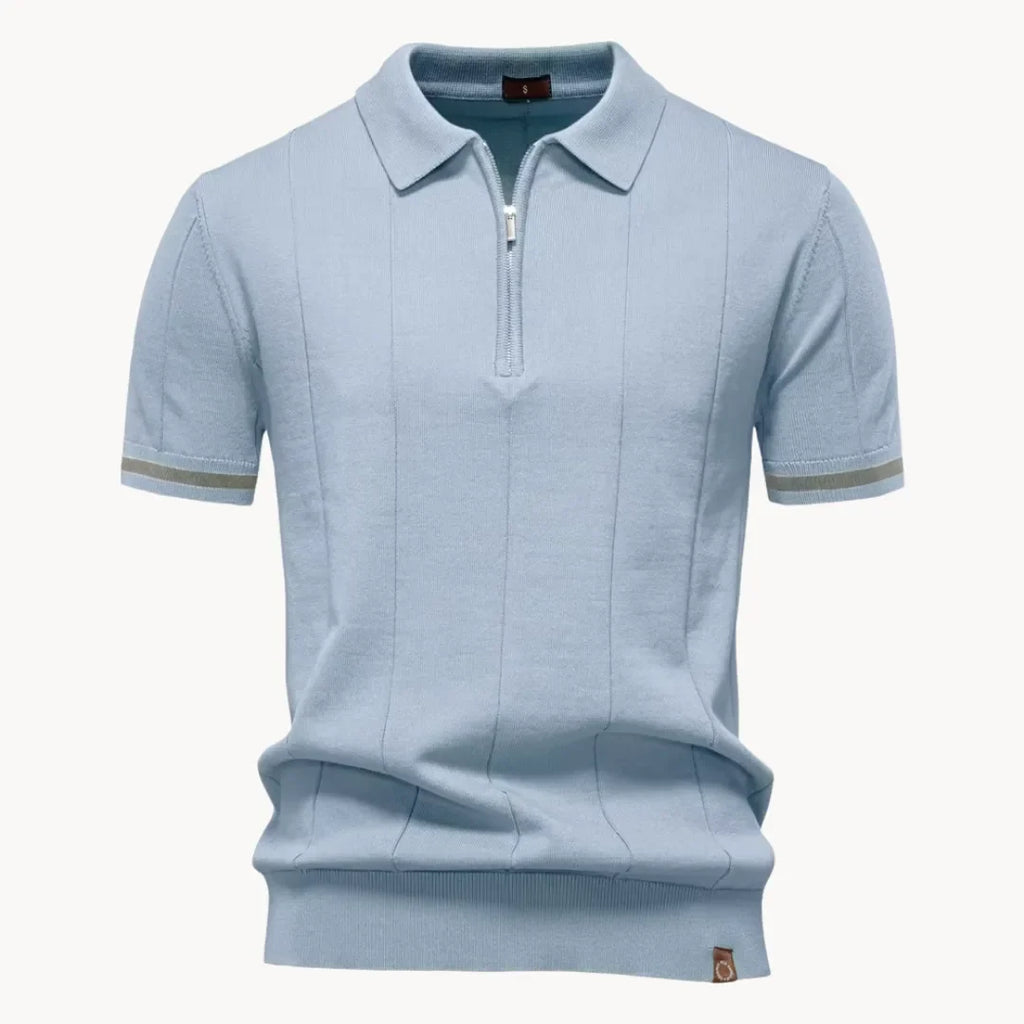 Polo À Col Zippé Avec Texture Verticale Pour Hommes